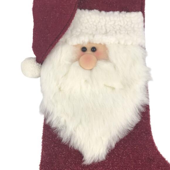 Prima Creations Christmas Stocking 3D Santa Face Hat Red Sparkle Vintage - Picture 2 of 7